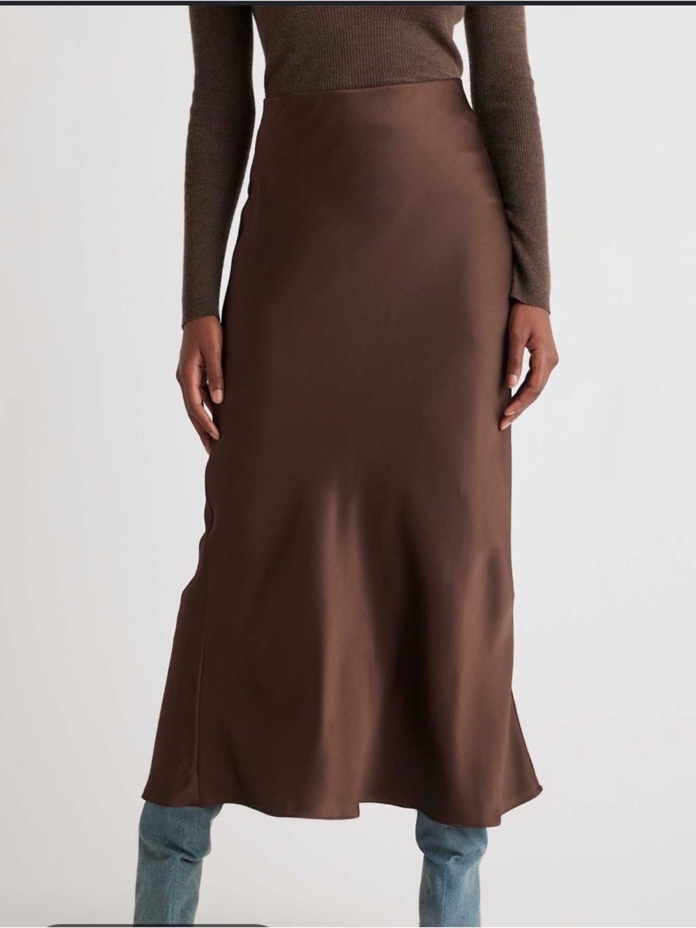 NWT Quince Chocolate Brown Maxi Silk Skirt